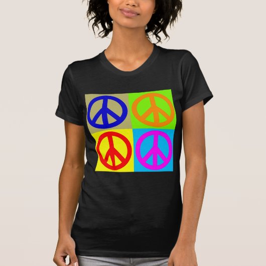T-shirt Panneau de paix Art pop quatre couleurs (Devant)