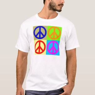 T-shirt Panneau de paix Art pop quatre couleurs