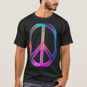 T-shirt Panneau de Paix coloré Motif arc-en-ciel géométriq