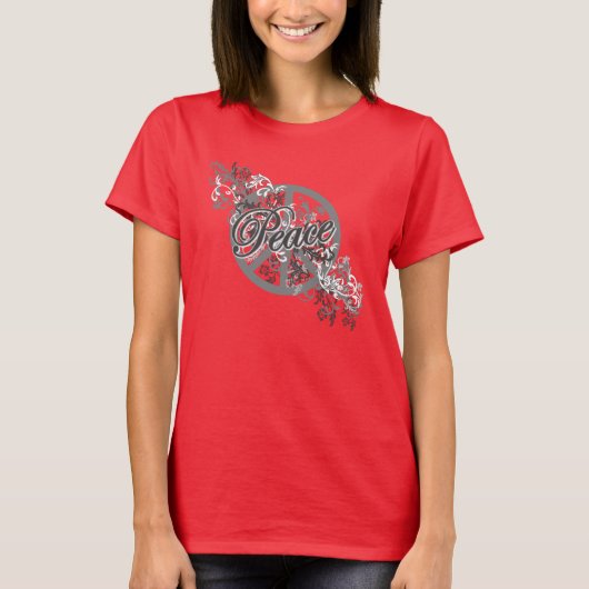 T-shirt Panneau de Paix Filigree Flor Scroll (Devant)