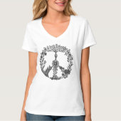 T-shirt Panneau de Paix Florale Crayon Dessin mignon Elega (Devant)