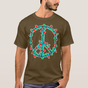 T-shirt Panneau de Paix Lumières de Noël Hippie