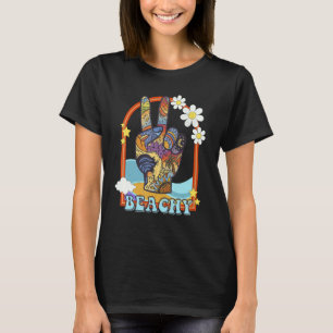 T-shirt Panneau de Paix Plage Ocean Main Super Retro Vi