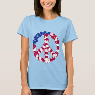 T-shirt Panneau de Paix Rouge Blanc & Bleu Fabriqué avec l