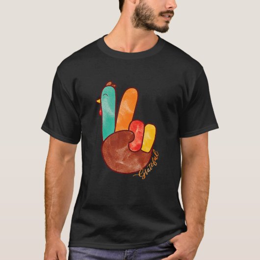 T-shirt Panneau de Paix Turquie Cool de main Thanksgiving  (Devant)
