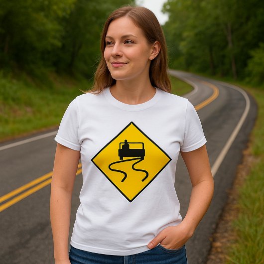 T-shirt Panneau de Route Glissante