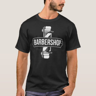 T-shirt Panneau de salon de barbier avec poteau de barbier