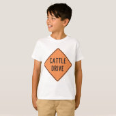 T-shirt Panneau de signalisation de conduite de bétail (Devant entier)
