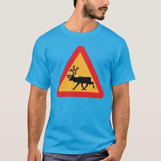 T-shirt Panneau de signalisation suédois Caution Reindeer (Devant)