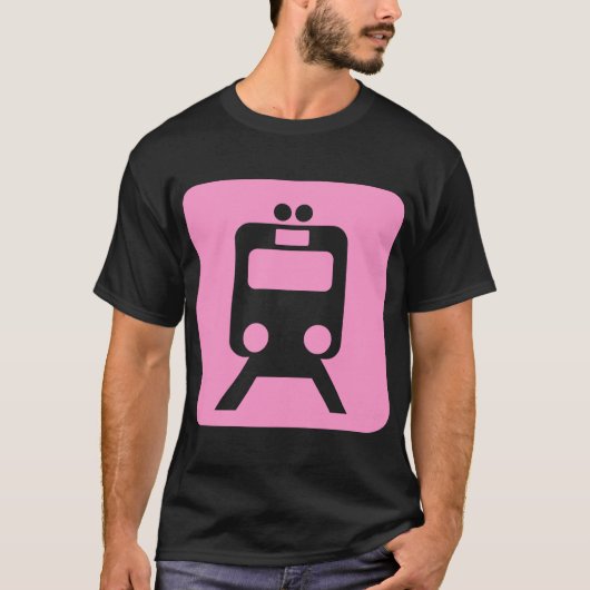 T-shirt Panneau de train - Rose (Devant)