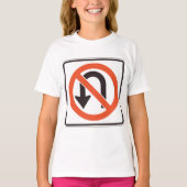T-shirt Panneau d'interdiction de demi-tour Symbole de séc (Devant)