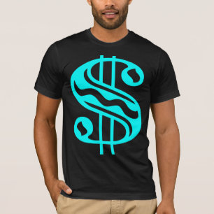 T-shirt Panneau dollar - Cyan