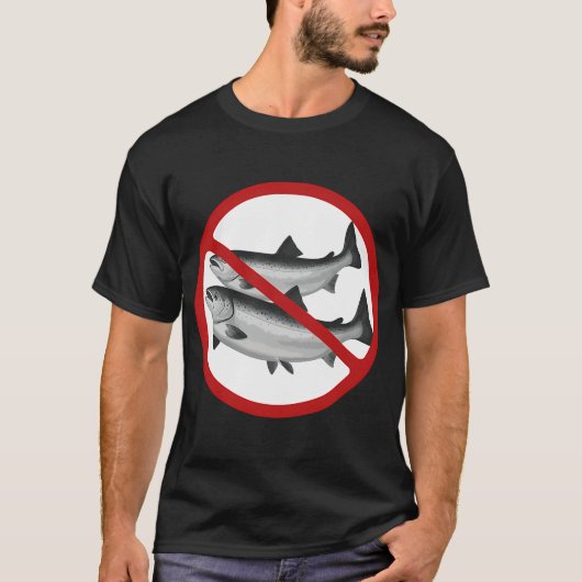 T-shirt Panneau interdit, Panneau de poisson, Mer, Enseign (Devant)