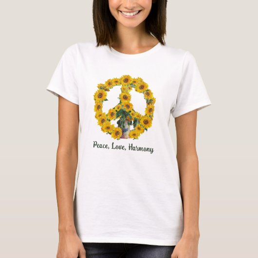 T-shirt Panneau Monet Sunflowers Peace avec Citation Desig (Devant)