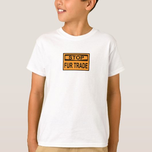 T-shirt Panneau orange Stop Commerce de Fourrure (Devant)
