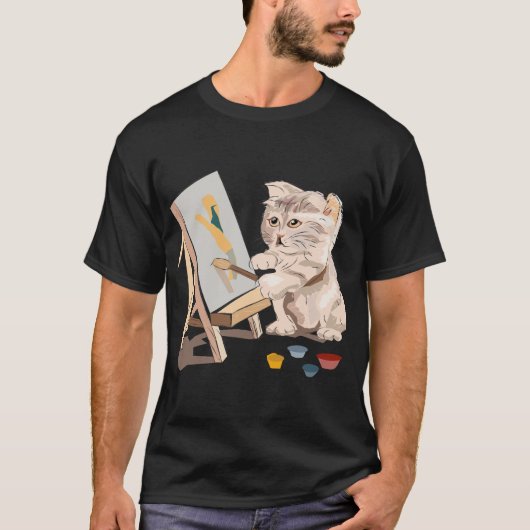 T-shirt Panneau Peinture de chats (Devant)