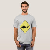 T-shirt Panneau 'requins avertissement' jaune (Devant entier)