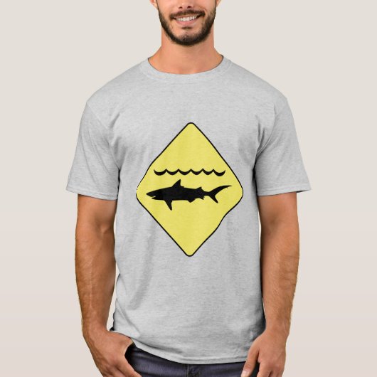 T-shirt Panneau 'requins avertissement' jaune (Devant)