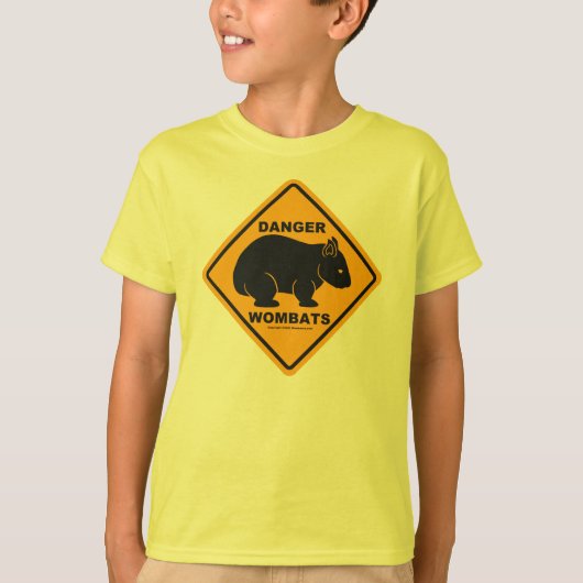 T-shirt Panneau routier de danger de wombat (Devant)