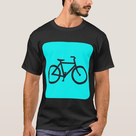 T-shirt Panneau vélo - Cyan (Devant)