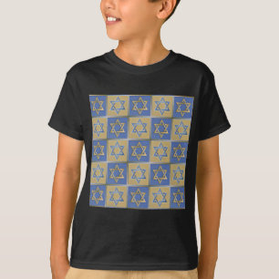 T-shirt Panneaux d'art étoile de David bleu or