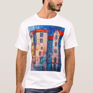 T-shirt Panorama coloré de rue impressionniste Art