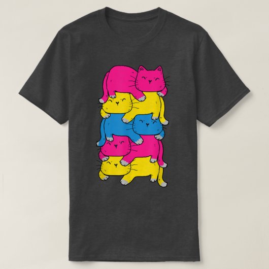 T-shirt Panseute Cute Chat Pile LGBT Pride Mois (Design devant)