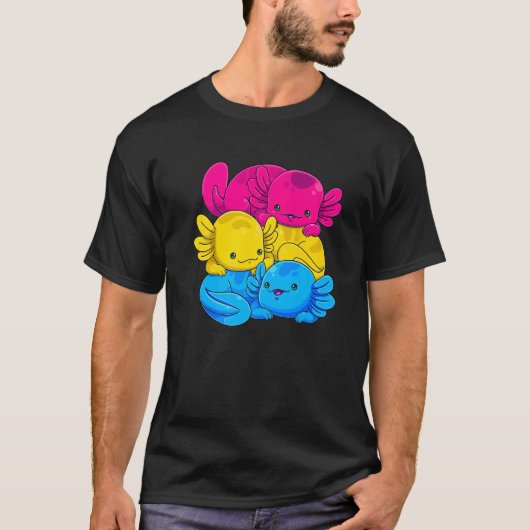 T-shirt Pansexual Axolotl Pile Pan Pride Drapeau Lgbtq Gay (Devant)