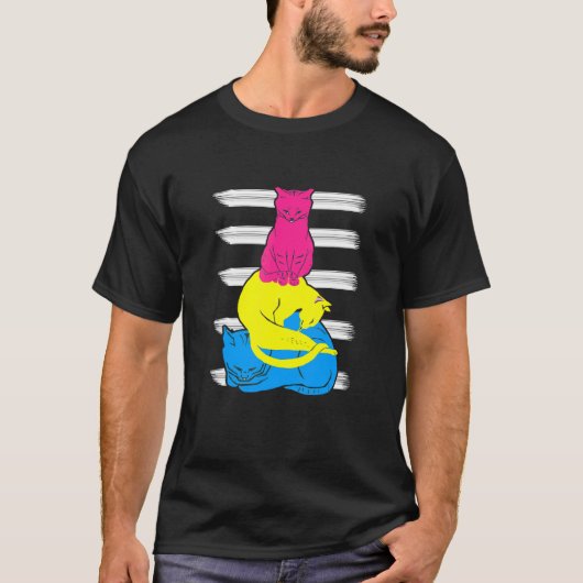 T-shirt Pansexual Chat Lgbtq Pan Pride Drapeau Pansexuel (Devant)