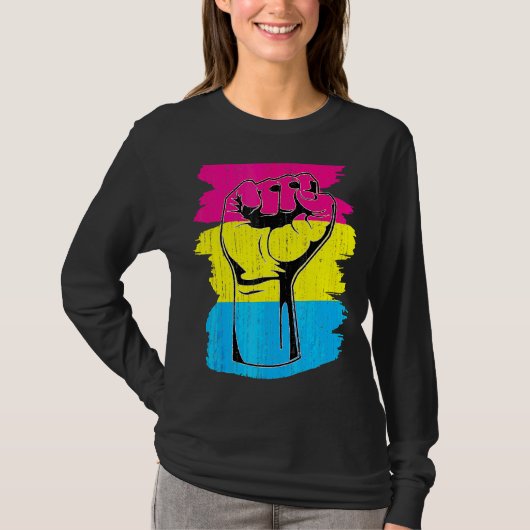 T-shirt Pansexual Fierté Poing Pansexualité Drapeau Queer (Devant)