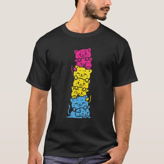 T-shirt Pansexual Pride Chat Stack mignonne Pan Drapeau LG (Devant)