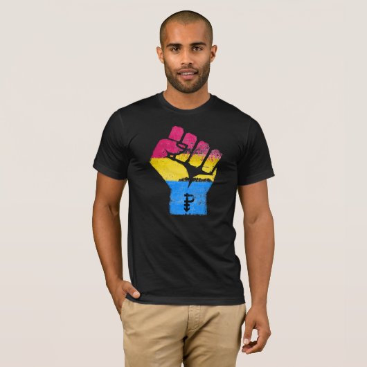 T-shirt PANSEXUALS RÉSISTENT au POING - illustration (Devant entier)