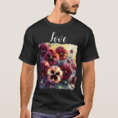 T-shirt Pansies impressionnistes de marron peint floral (Devant)