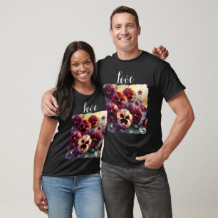 T-shirt Pansies impressionnistes de marron peint floral
