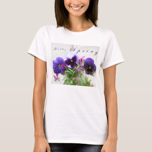 T-shirt Pansies, lobélie sur l'ancienne écriture (Devant)