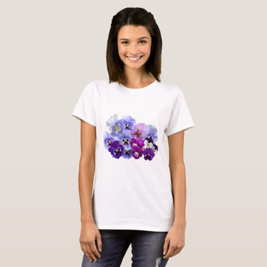 T-shirt Pansy Isolated Violet Nature Flower Violet Family. (Devant entier)