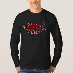 T-shirt Pantalon de Noël Rouge à Carreaux Tricératops Dino