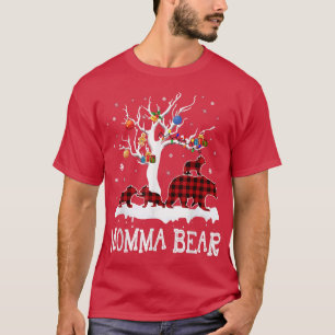 T-shirt Pantalon de pyjama de Noël Momma Bear carreaux rou