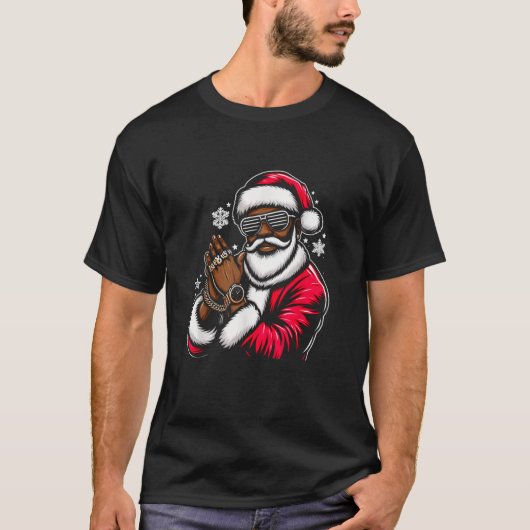 T-shirt Pantalon de pyjama Santa Noël Afro-Américain Cool  (Devant)