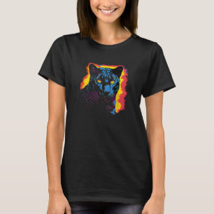 T-shirt Panther Head noir réaliste pop art animal de jungl