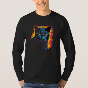 T-shirt Panther Head noir réaliste pop art animal de jungl