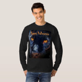 T-shirt Panther Photo Black Cat Eyes Orange Halloween (Devant entier)