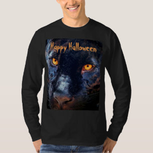T-shirt Panther Photo Black Cat Eyes Orange Halloween