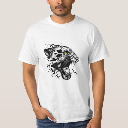 T-shirt Panther Wild Animal Nature Illustration Art tatoua (Devant)