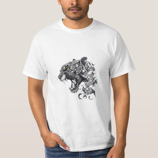 T-shirt Panther Wild Animal Nature Illustration Art tatoua (Devant)