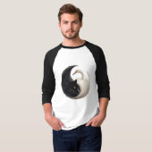 T-shirt Panthère et grue Yin Yang Ink Art (Devant entier)