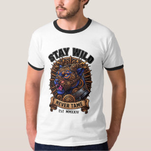 T-shirt Panthère mécanique Reste Sauvage Jamais Domptée