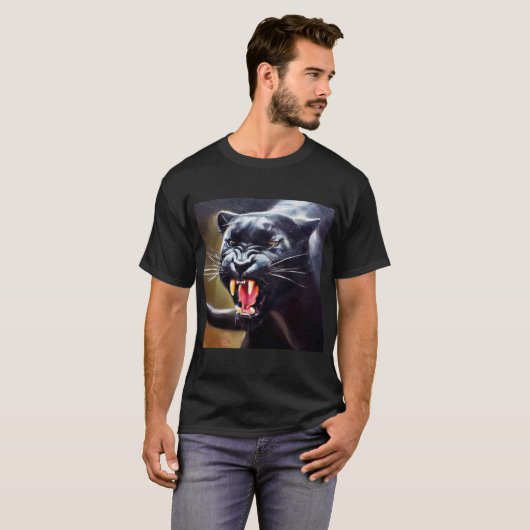 T-shirt Panthère noire (12) Chat sauvage (Devant entier)