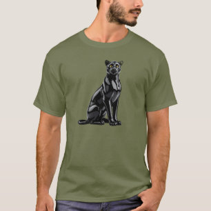 T-shirt Panthère noire et reflets de lumière naturelle.