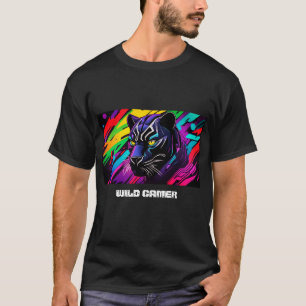 T-shirt Panthère noire sur fond de graffiti pour gamer